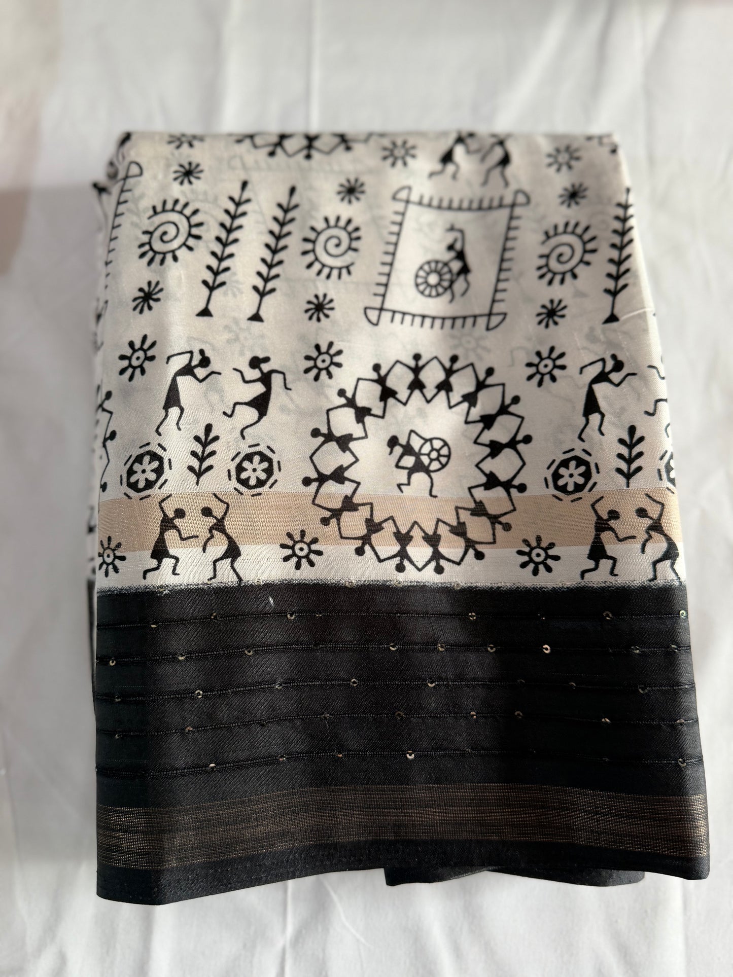 Kalamkari Dola Print saree -black
