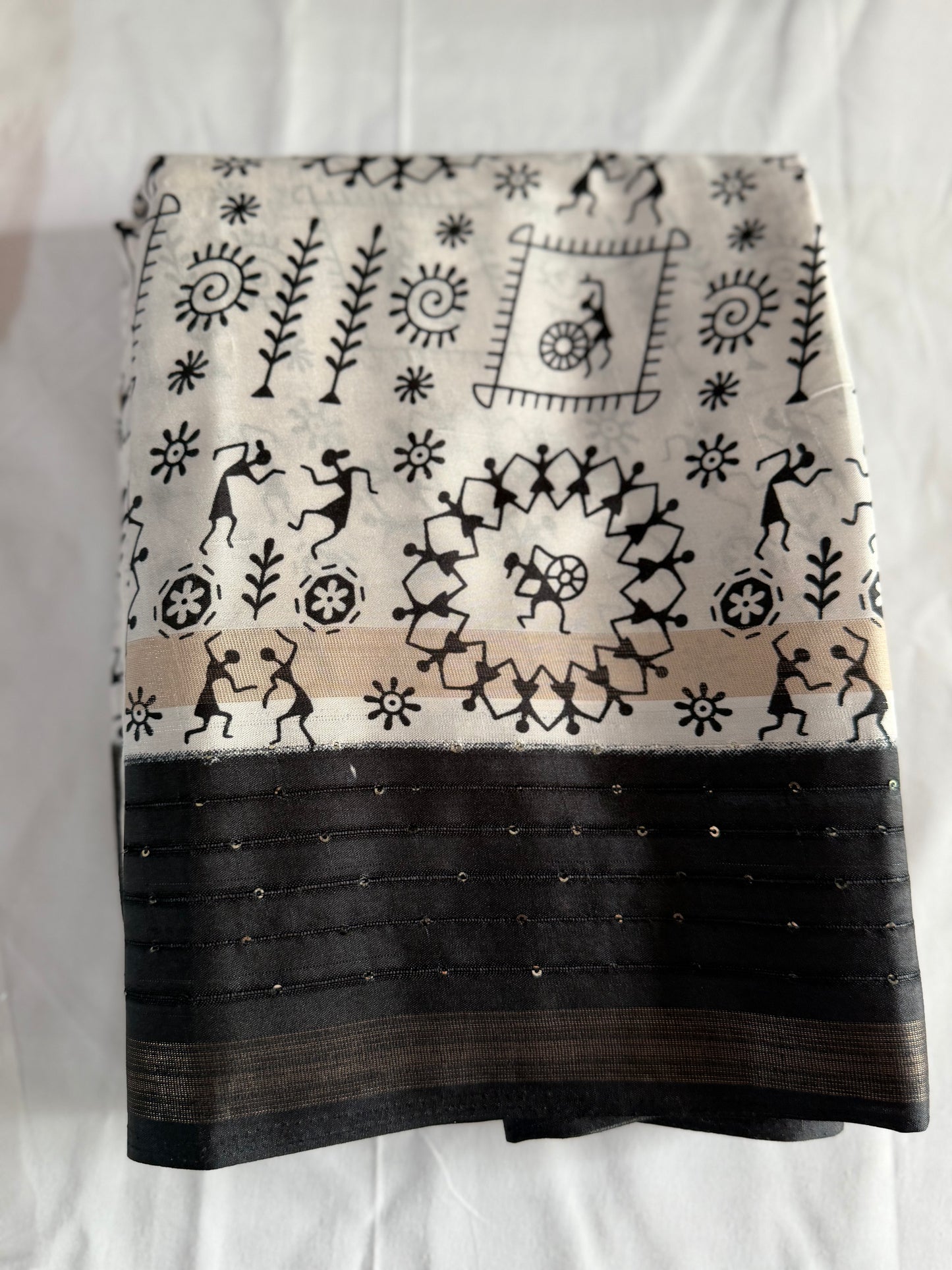 Kalamkari Dola Print saree -black