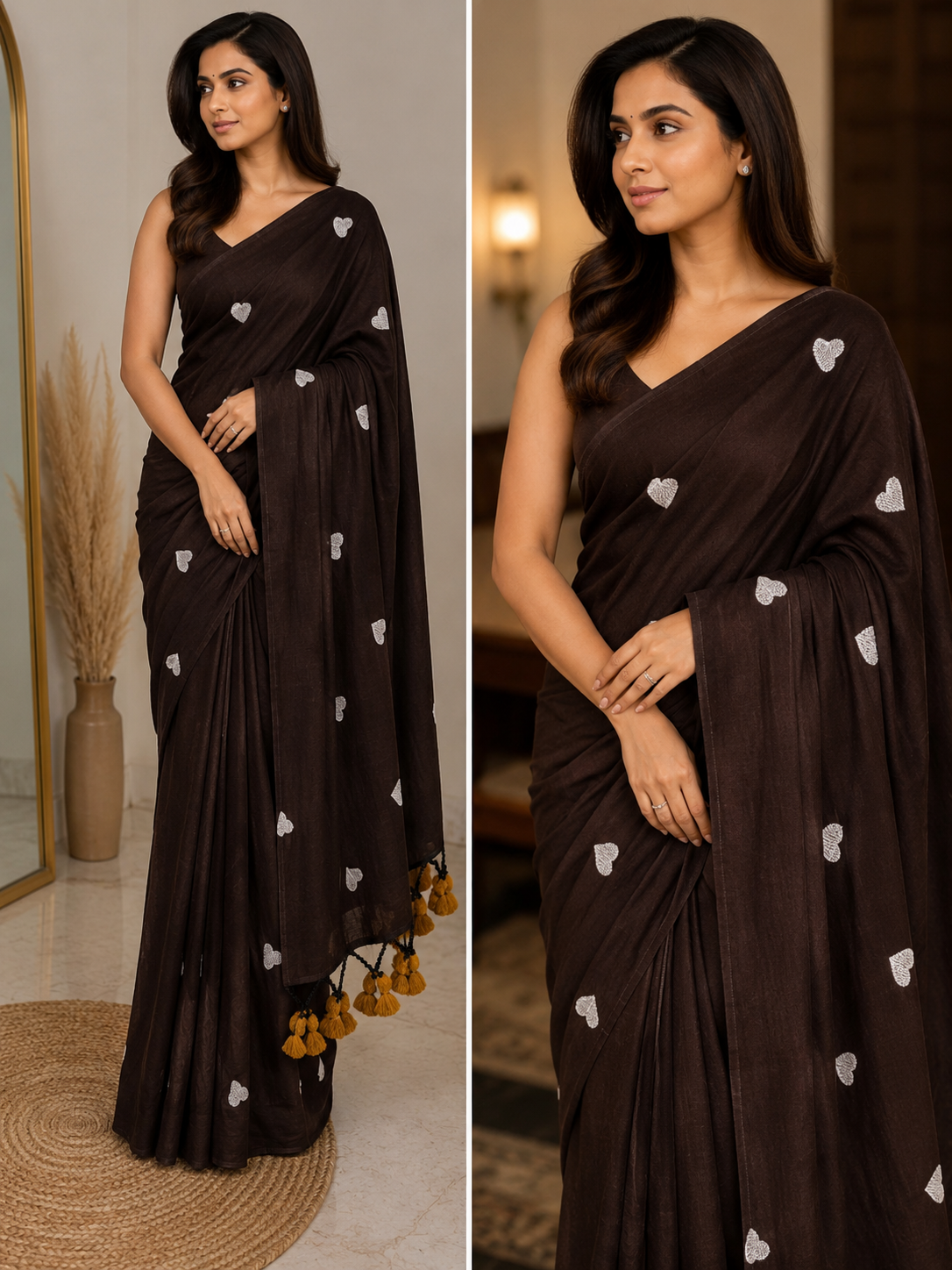 Kadhi Cotton saree- heart Print