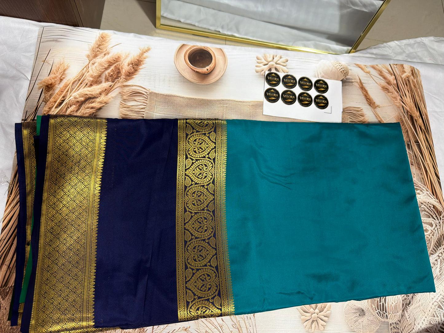 Mysore semi crepe silk saree-3- with  Bendex Boarder