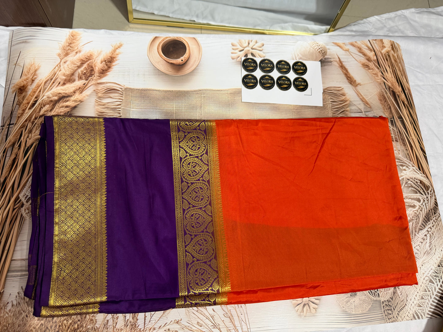 Mysore semi crepe silk saree-3- with  Bendex Boarder