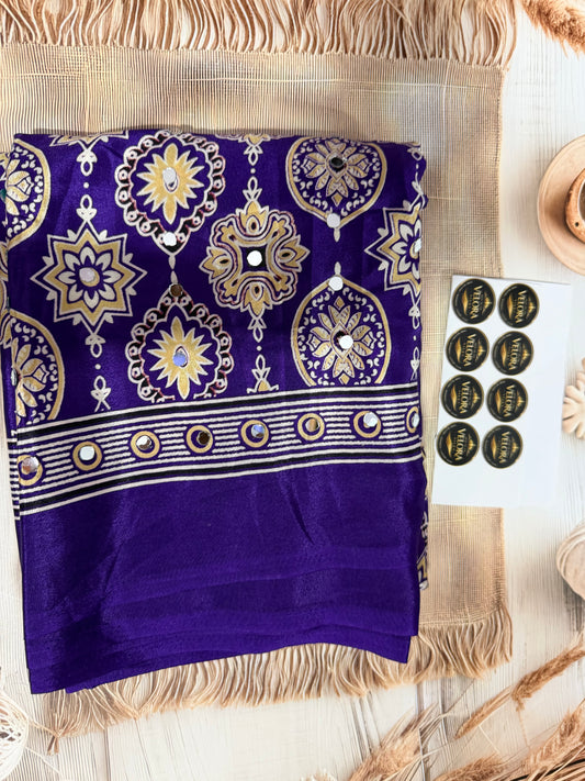 Ajrack model Silk with mirror work - purple
