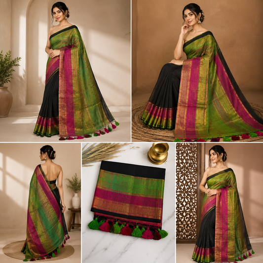 Mul Cotton soft saree black