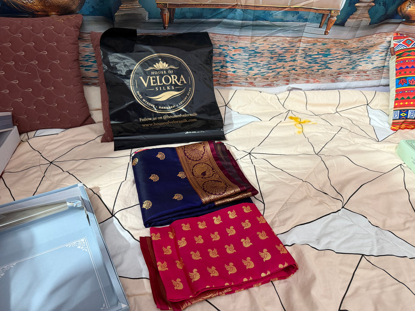 “Peshwai silk sarees are inspired by Maharashtra’s royal Peshwa tradition ❤️”-royal blue with small buttas