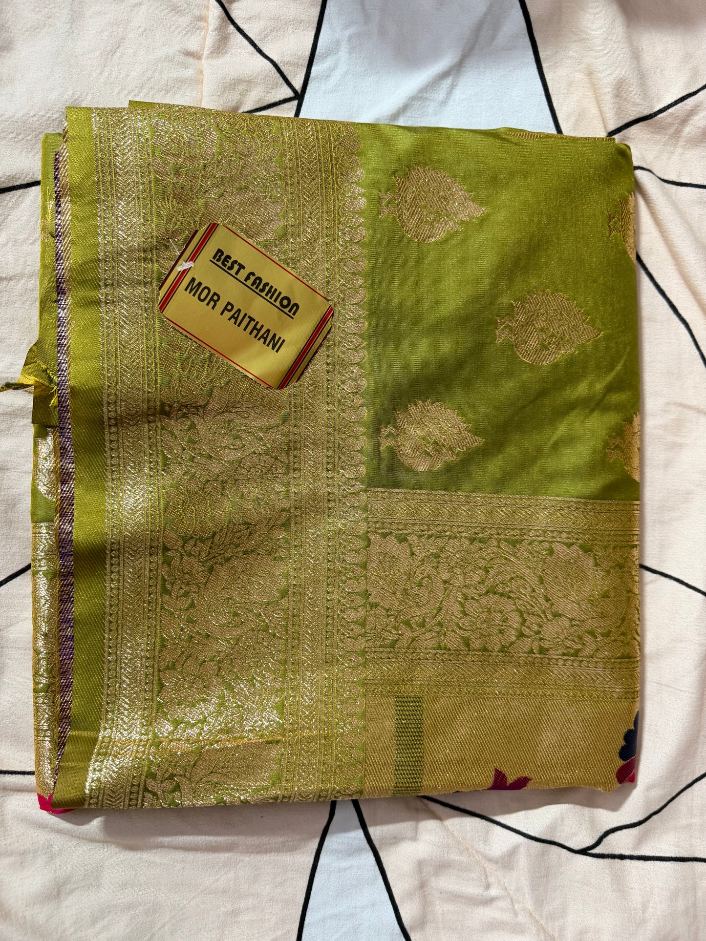 Designer Brocade All-Over Semi Silk Paithani Saree -green