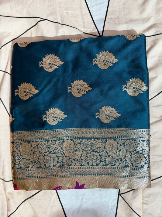 Designer Brocade All-Over Semi Silk Paithani Saree - Blue