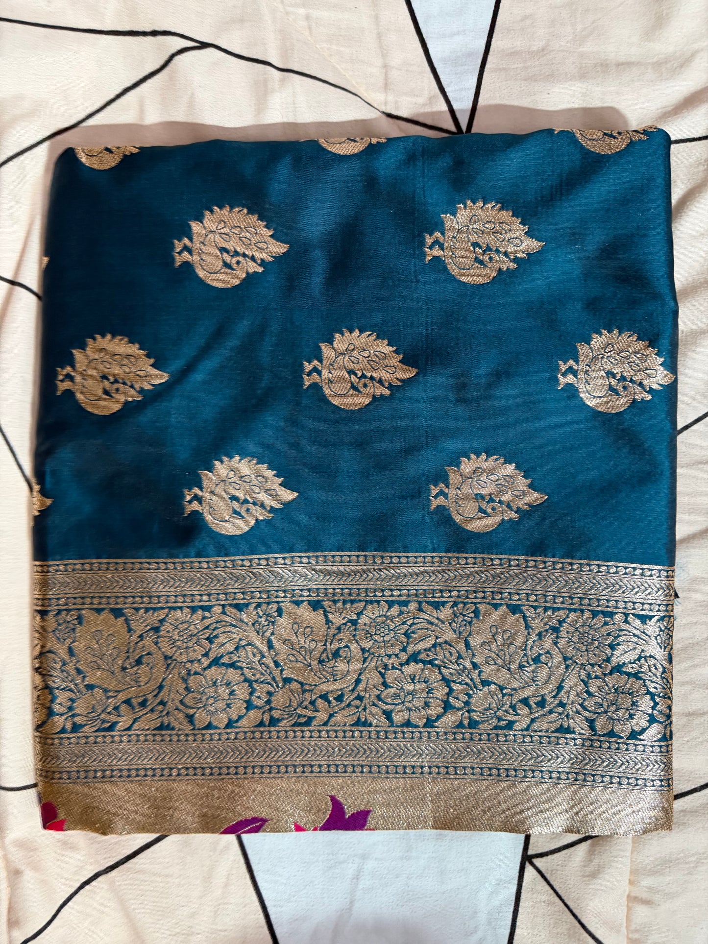 Designer Brocade All-Over Semi Silk Paithani Saree - Blue