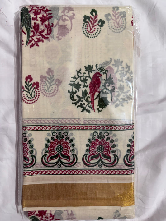 Kerala Cotton with parrot design