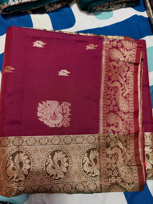 “Peshwai silk peacock design ❤️”- Maroon