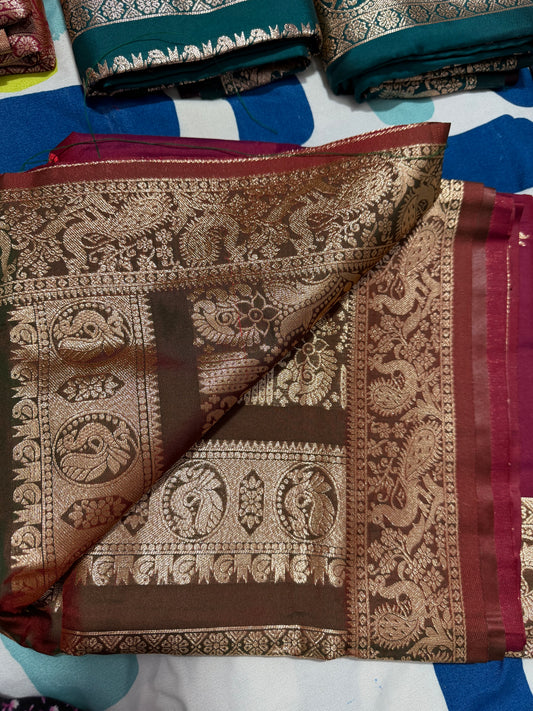“Peshwai silk peacock design ❤️”- Maroon