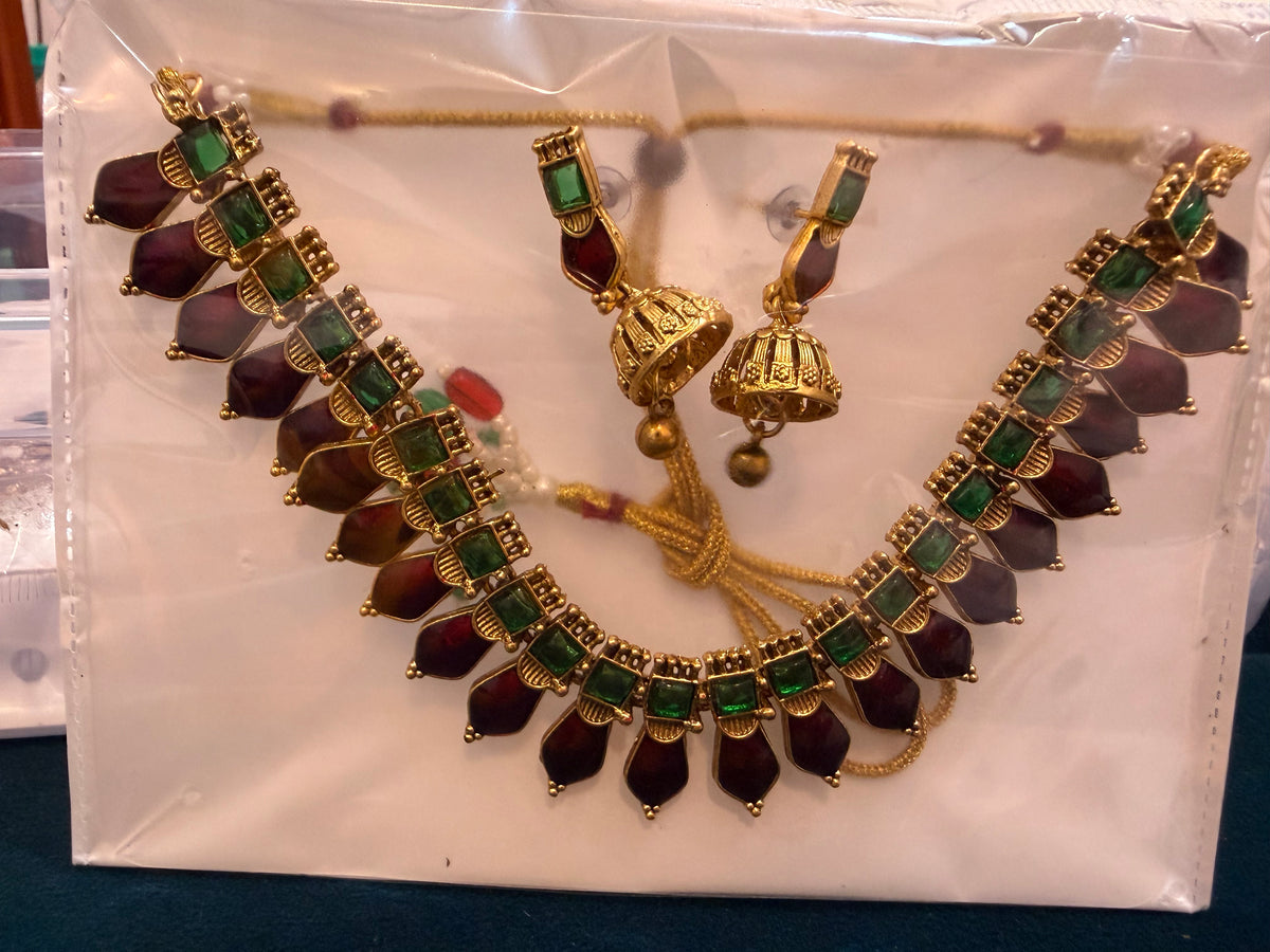 Green Nagapadam Ruby Stone Lakshmi Necklace