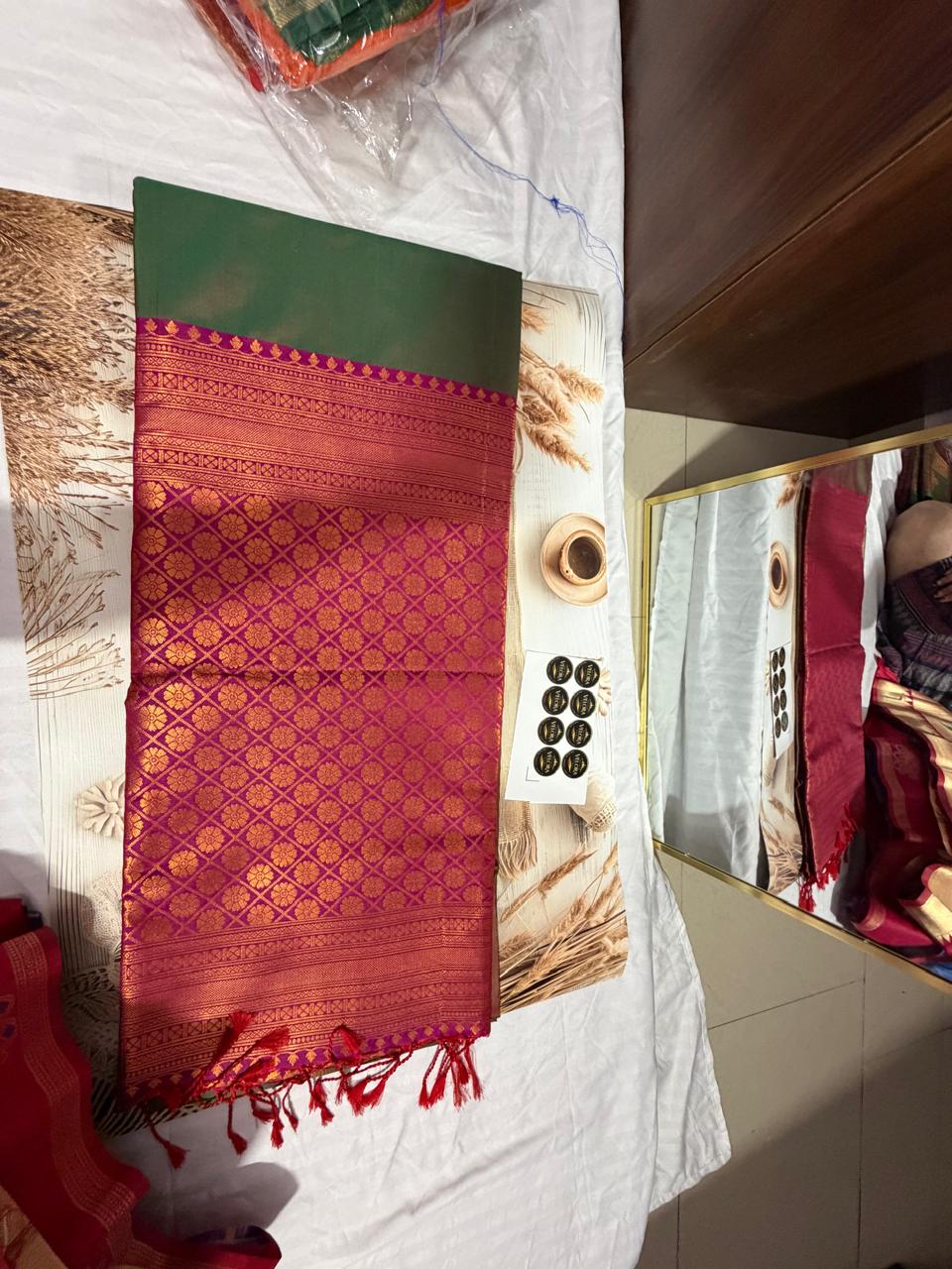 Viscose soft Silk Saree for Women- very rich boarder green