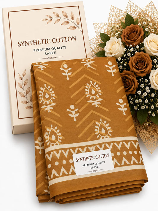 Synthetic Cotton  brown print
