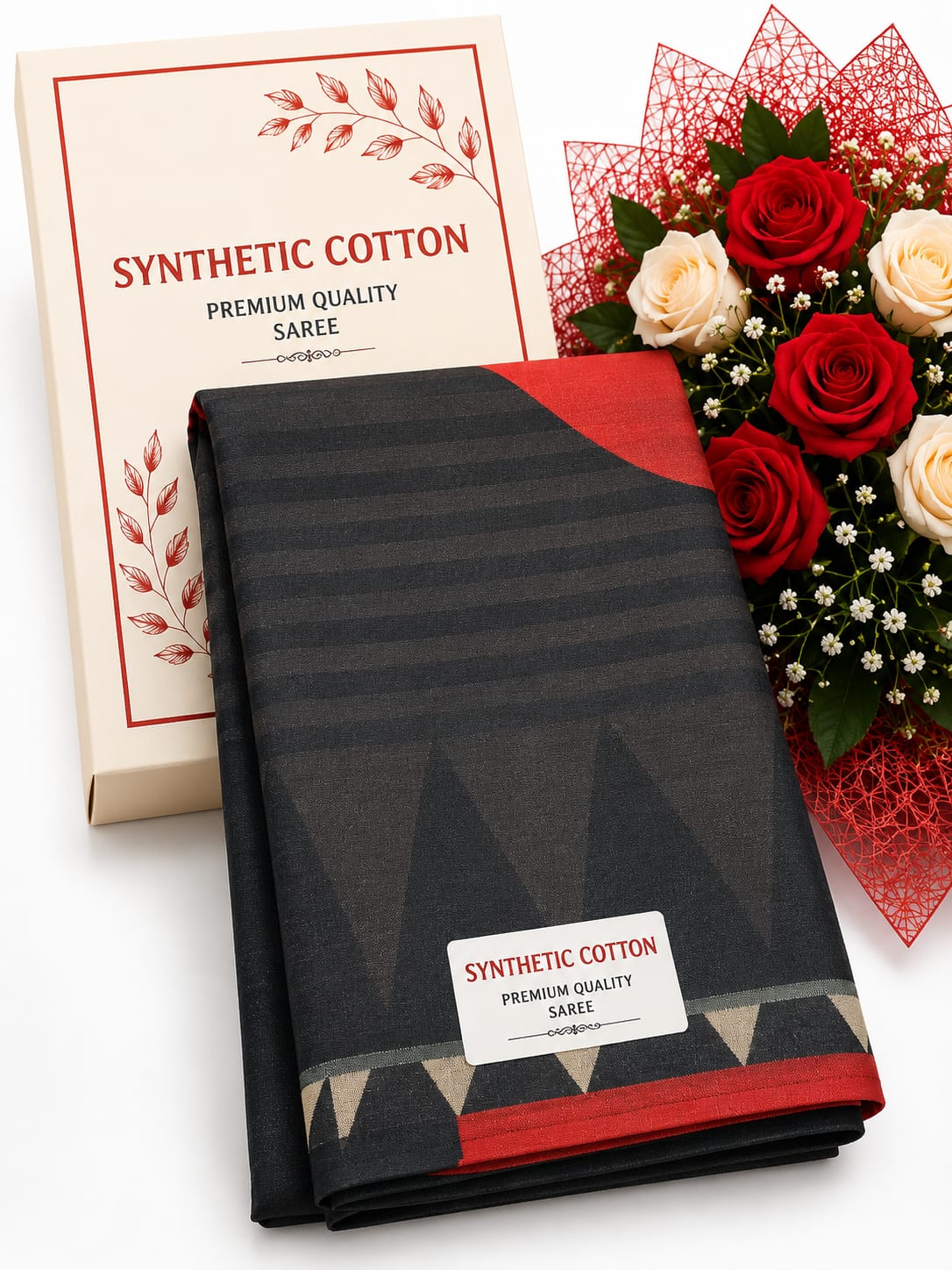 Synthetic Cotton  black n cream