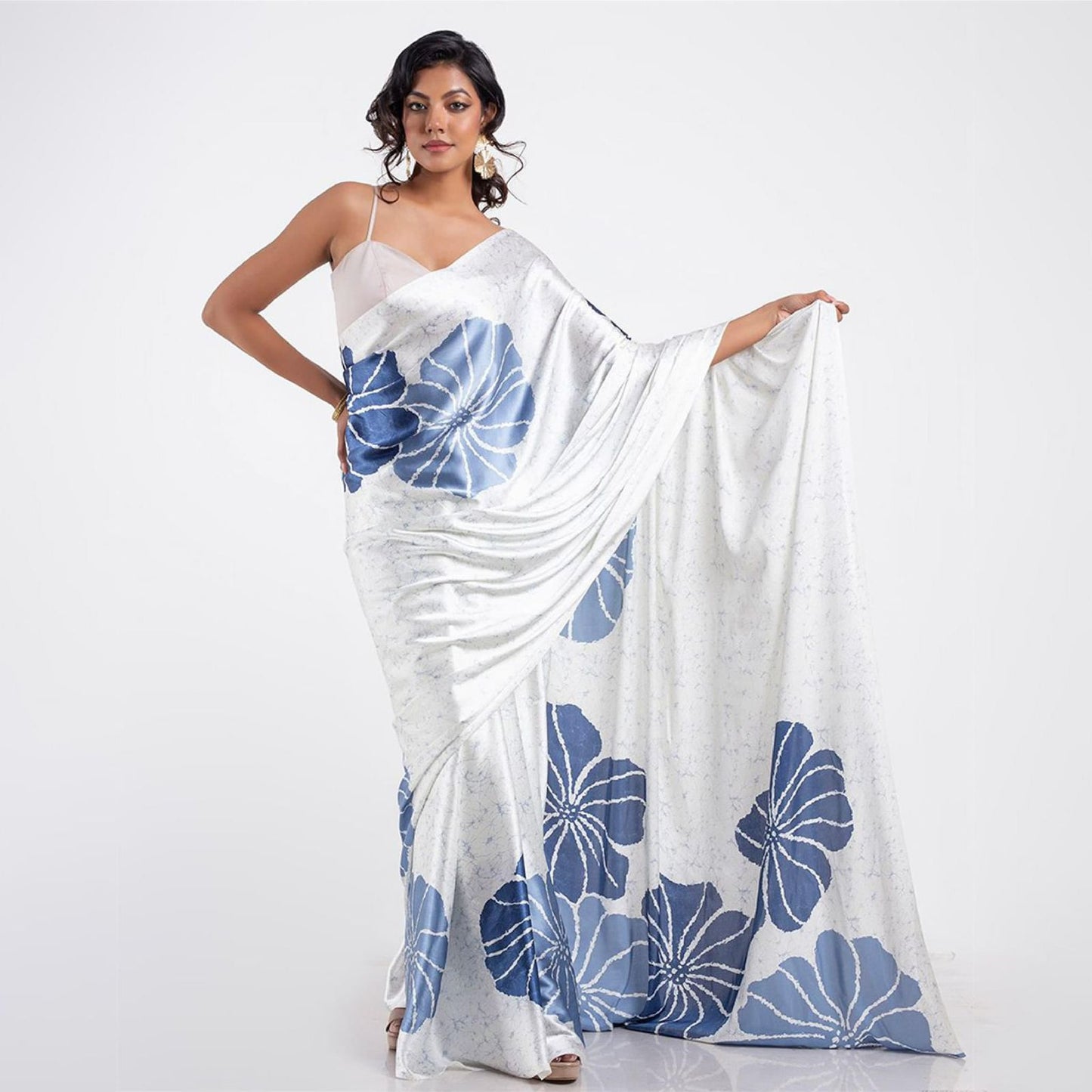 Gajji Modal silk- black- light blue