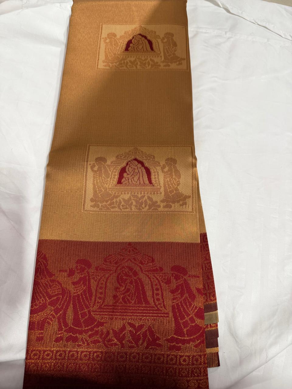 Pallaku Maharani Pattu wedding/ Festival soft Silk Saree for Women- red