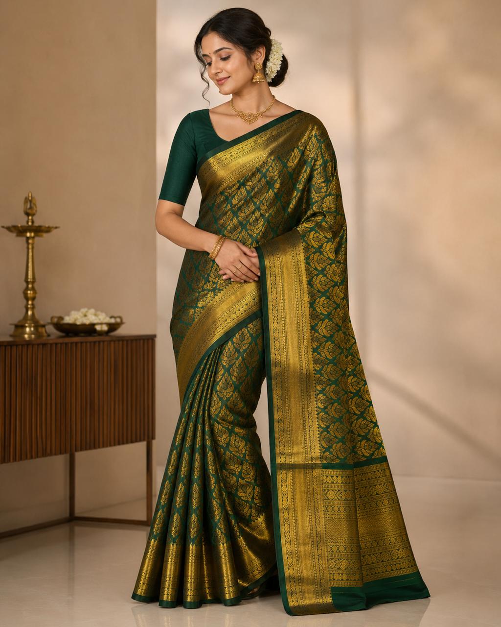 Pattu wedding/ Festival soft Silk Saree for Women- green