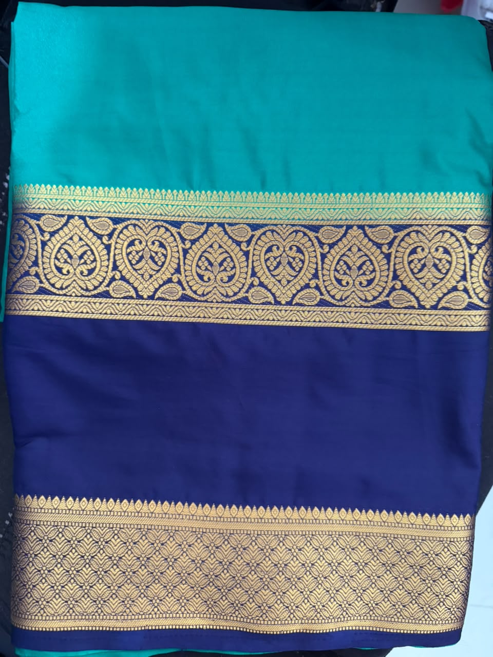 Mysore semi crepe silk saree-3- with  Bendex Boarder-light green