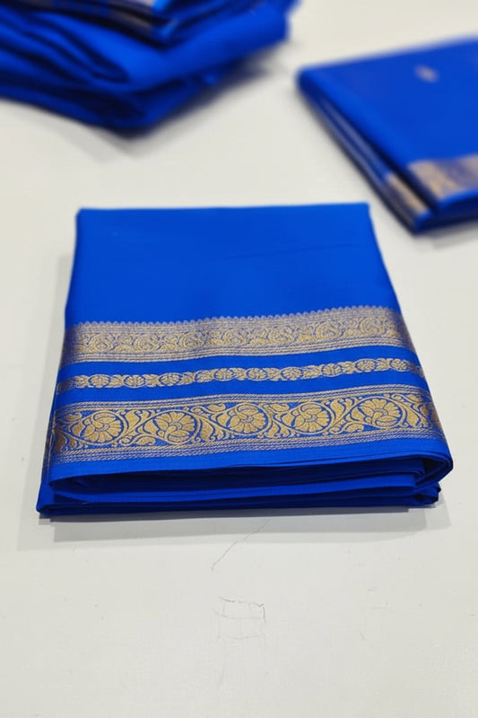 Mysore crepe silk saree- with  flower boarder