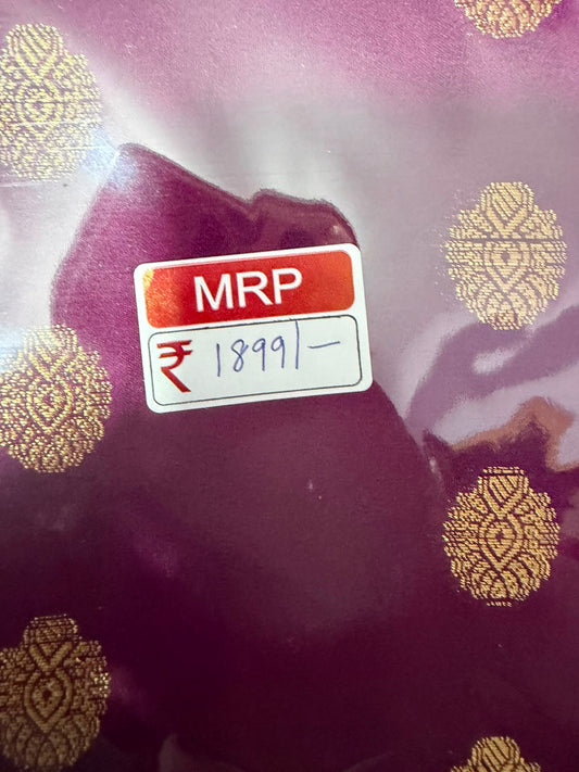 Saree -purple traditional ethnic fabric with golden boarder and golden buttas