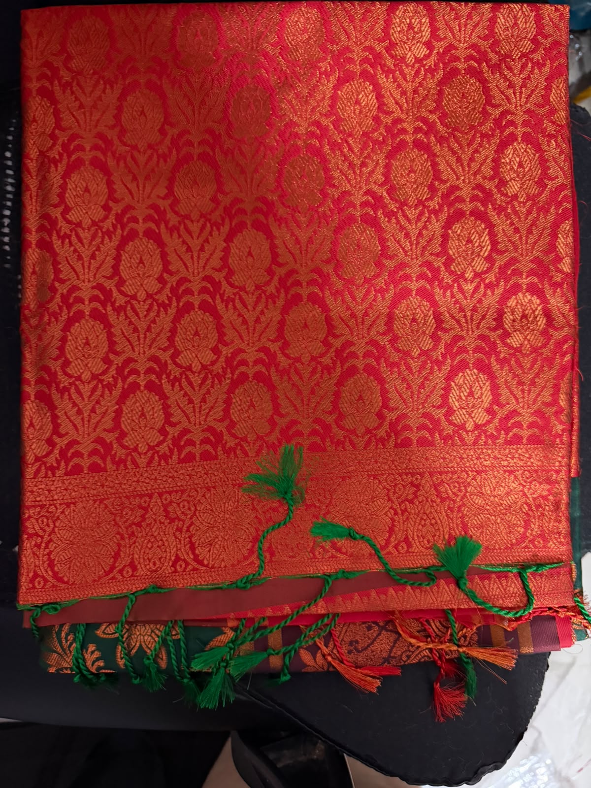 Viscose soft Silk Saree -4 - three colour saree - green