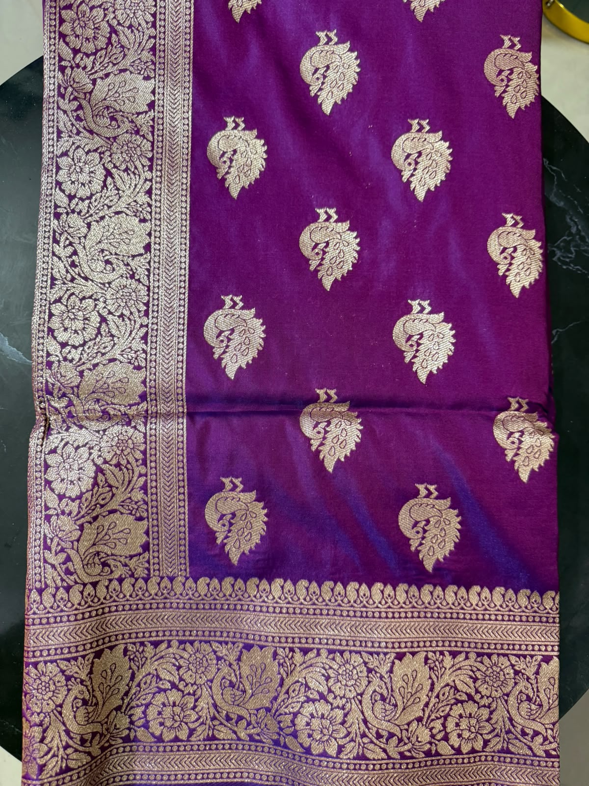 Designer Brocade All-Over Semi Silk Paithani Saree -Purple