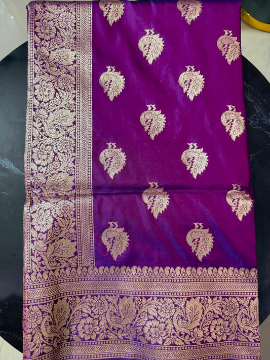 Designer Brocade All-Over Semi Silk Paithani Saree -Purple