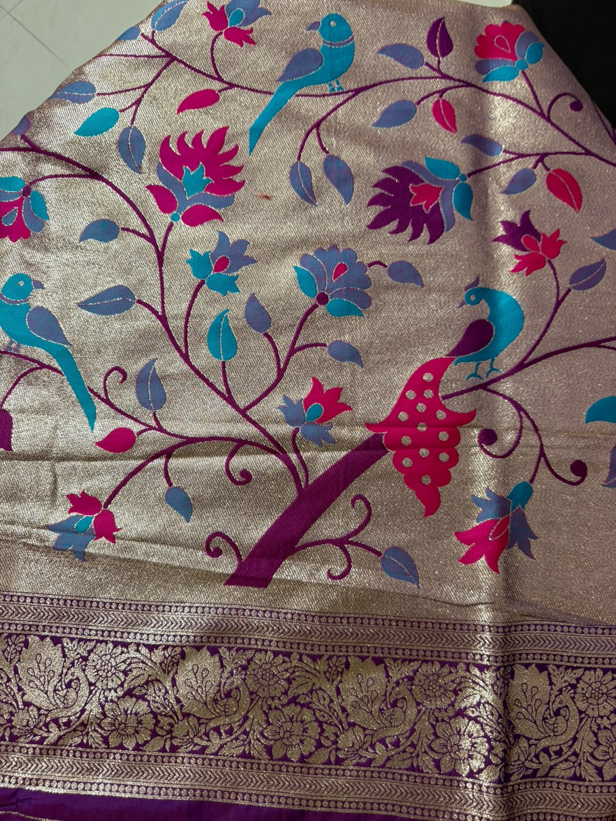 Designer Brocade All-Over Semi Silk Paithani Saree -Purple