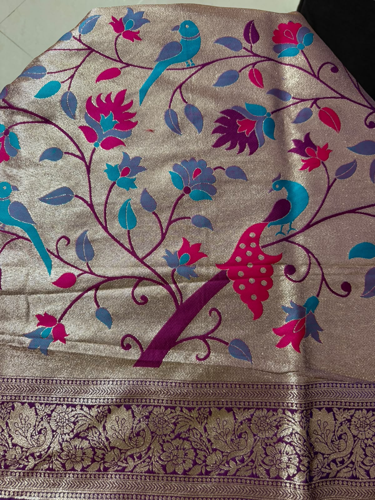 Designer Brocade All-Over Semi Silk Paithani Saree -Purple