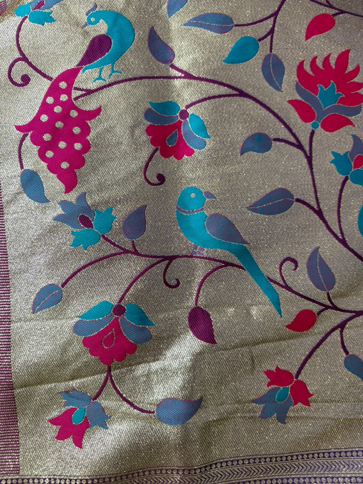 Designer Brocade All-Over Semi Silk Paithani Saree -Purple