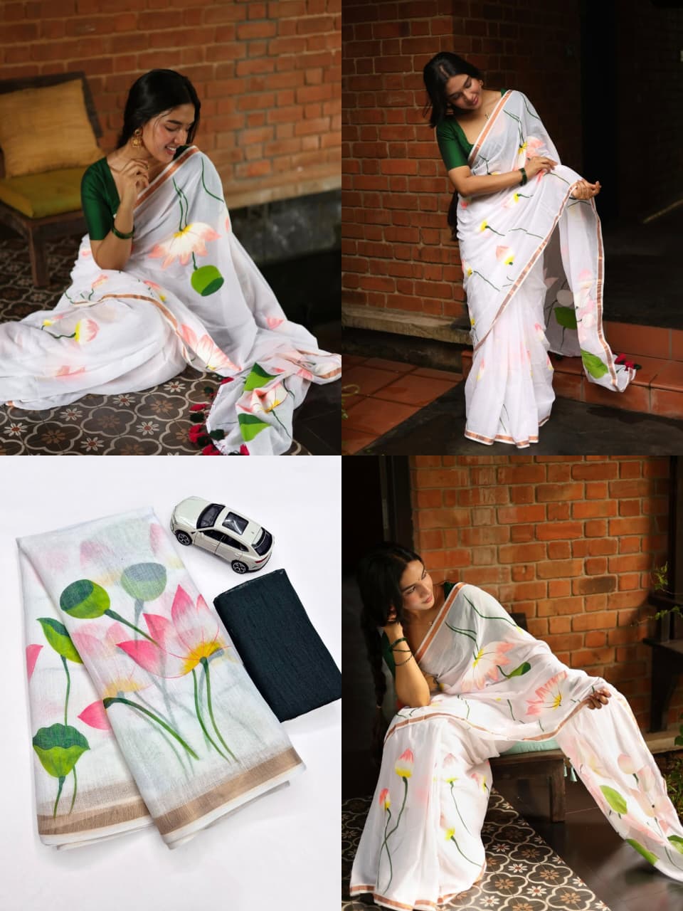 Onam special Kerala saree - Thamara -digital print- 1 LINEN COTTON 🌼