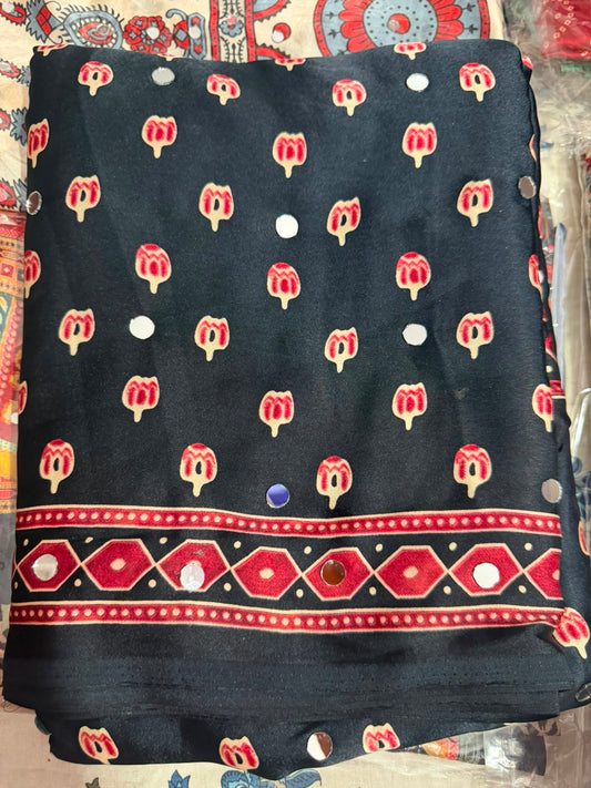 Ajrack model Silk with mirror work - Black