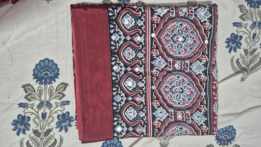 Ajrack model Silk with mirror work- marron