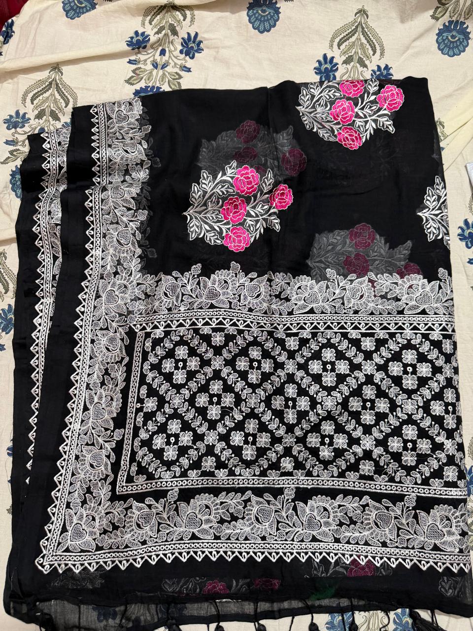 Premium chikankari saree-Black