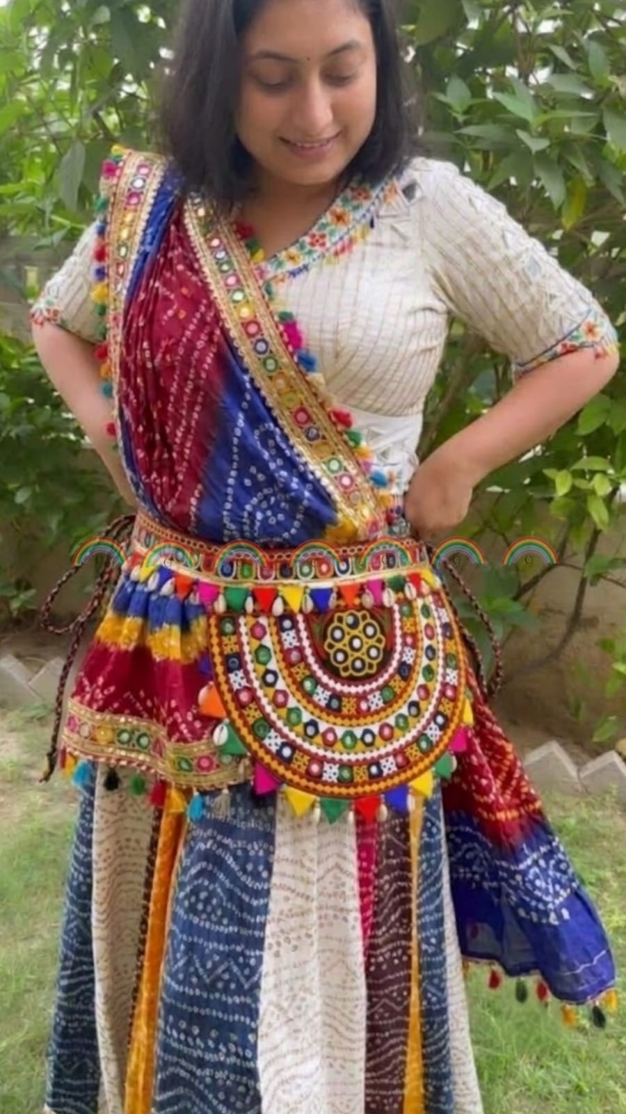 Garba kamar band with pouch