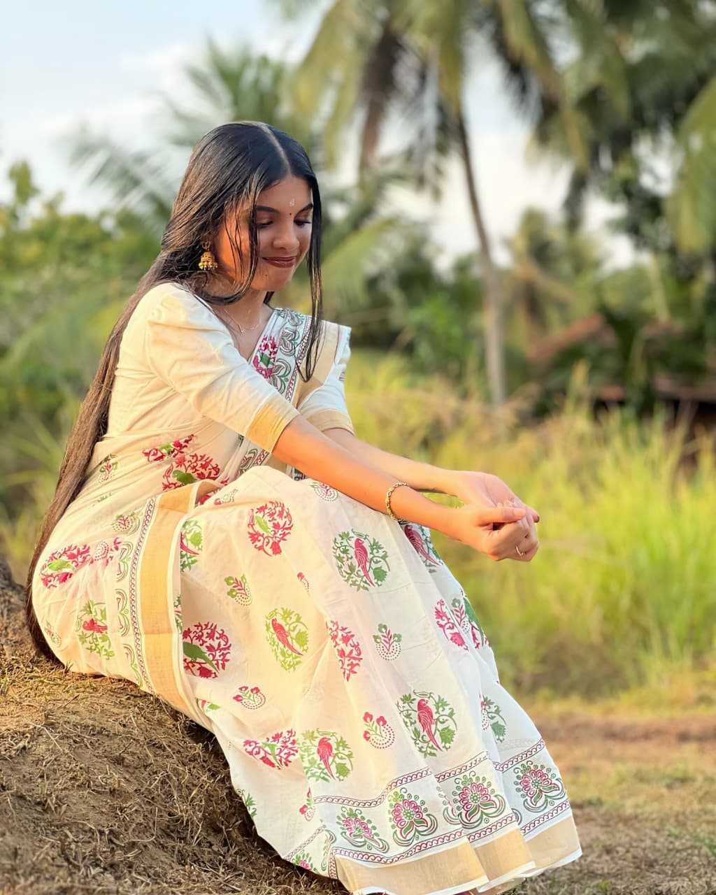 Kerala Cotton with parrot design