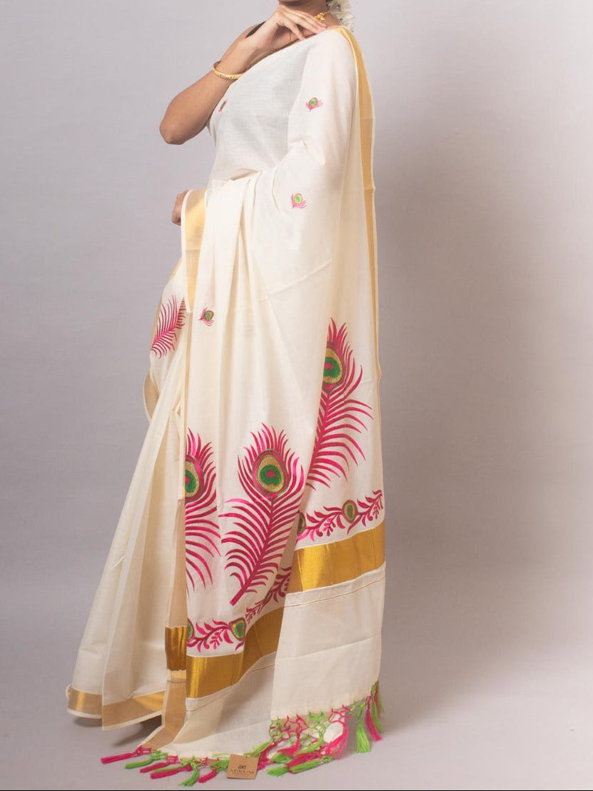 Kerala Cotton with pink