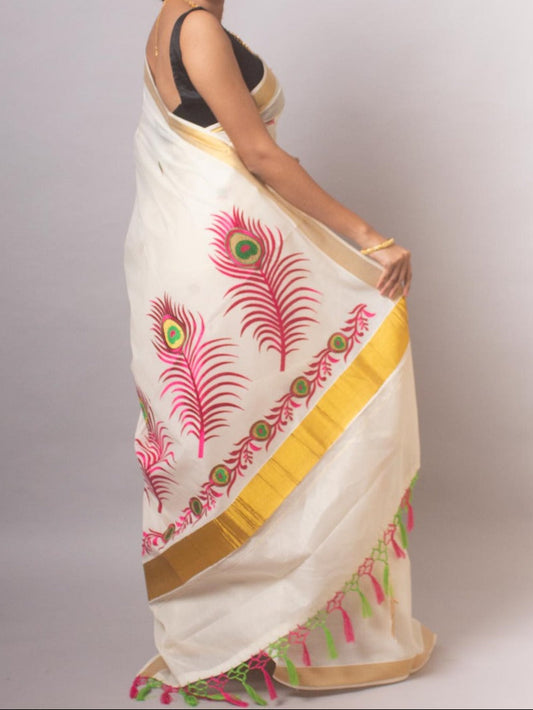 Kerala Cotton with pink