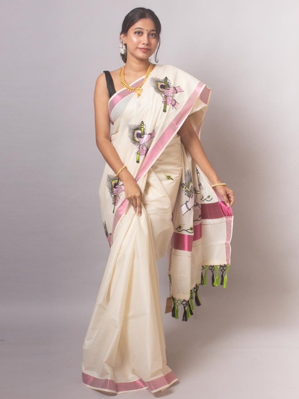 Kerala Cotton with flute design
