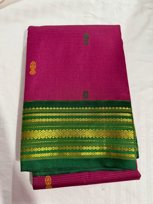 Pattu wedding/ Festival soft Silk Saree for Women-Pink and green boarder