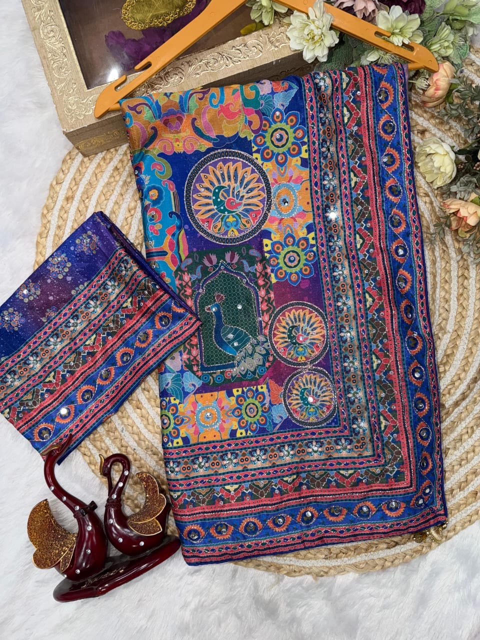 Soft Chinnon with beautiful print - blue