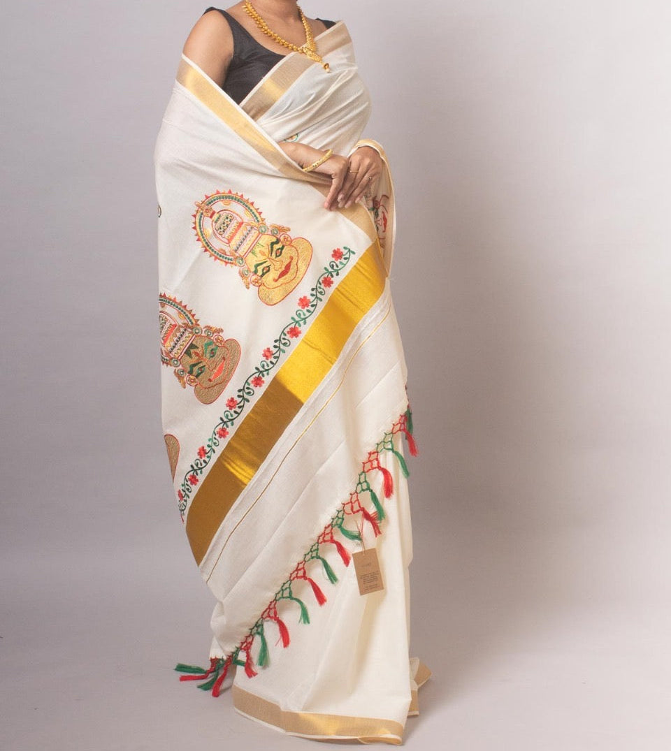 Kerala Cotton with Kathakali design