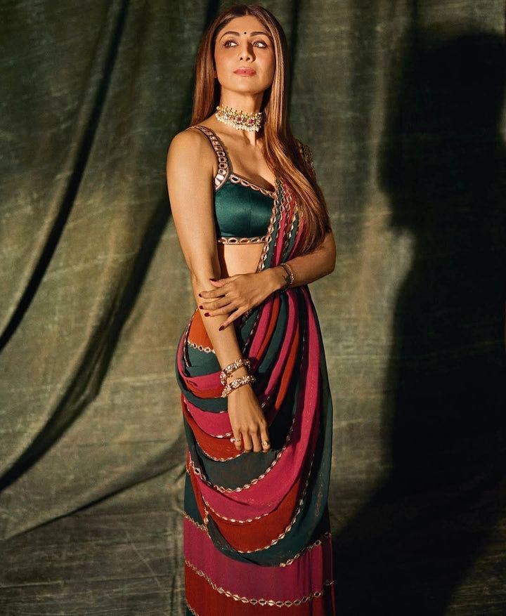 Party wear with mirror work multi colour