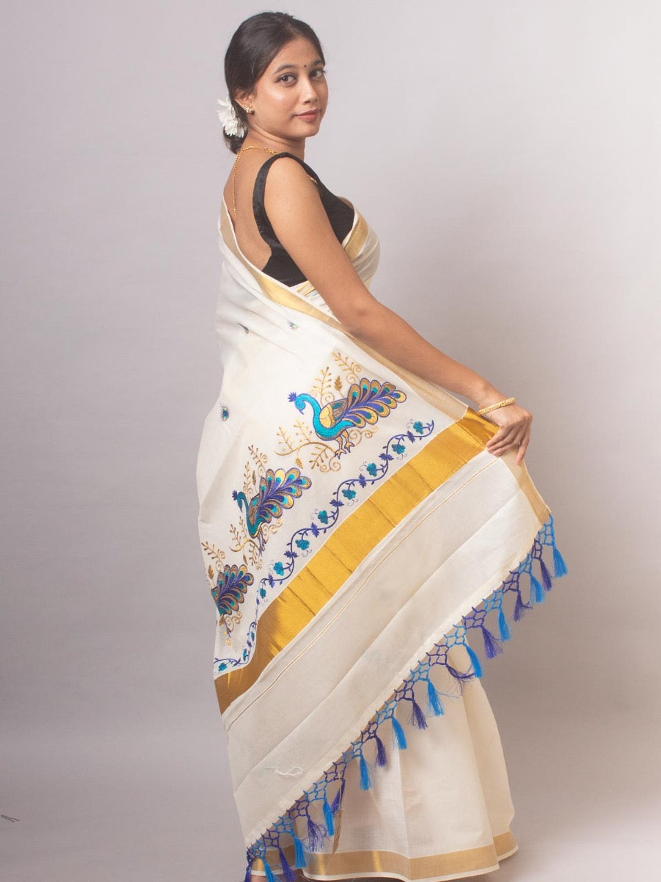 Kerala Cotton with peacock design