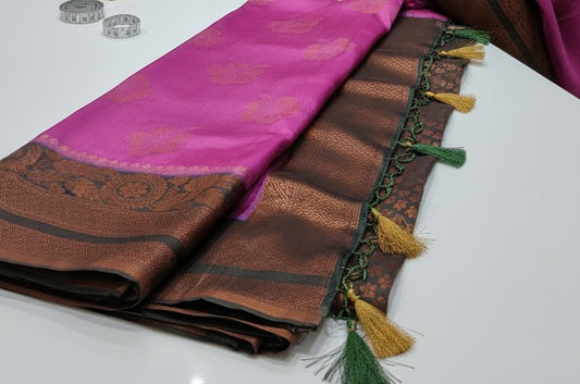 Mysore Silk Saree - luxury - Pink and brown shade