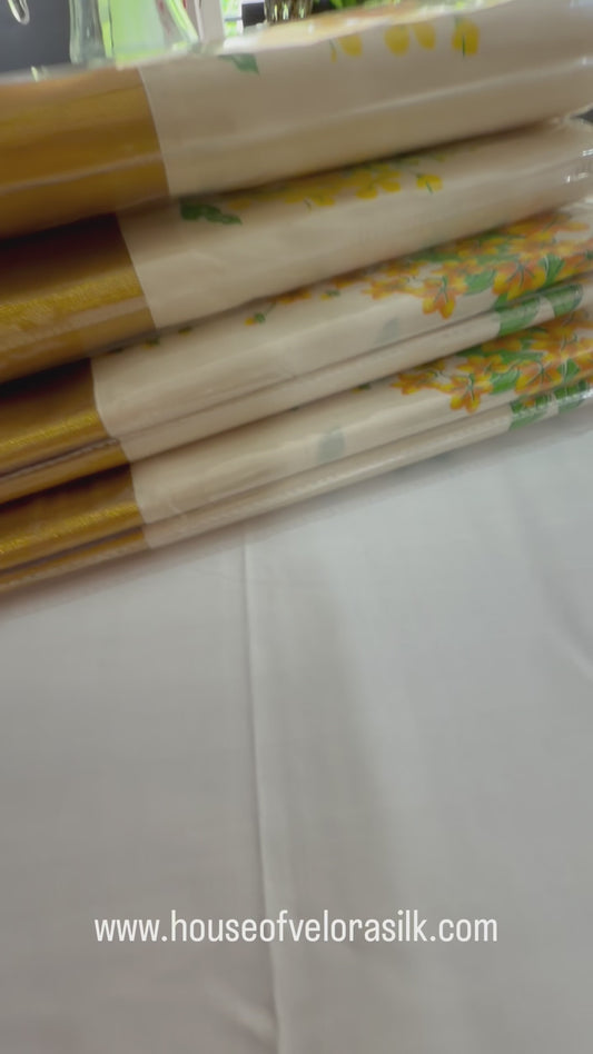 Kanikonna Design Floral Printed Cotton Saree-1